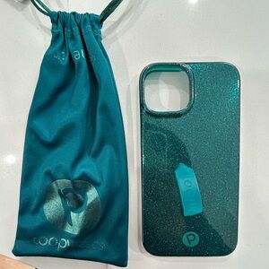 Loopy iPhone 13/14 Teal Glitter Phone Case